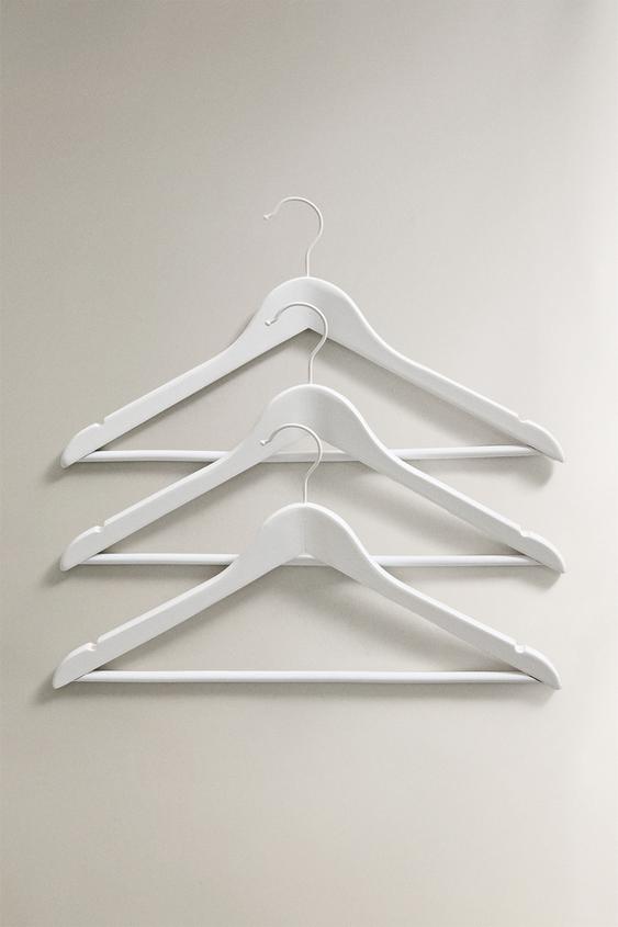 LACQUERED WOODEN HANGER (SET OF 3) - White by Zara - Image 0