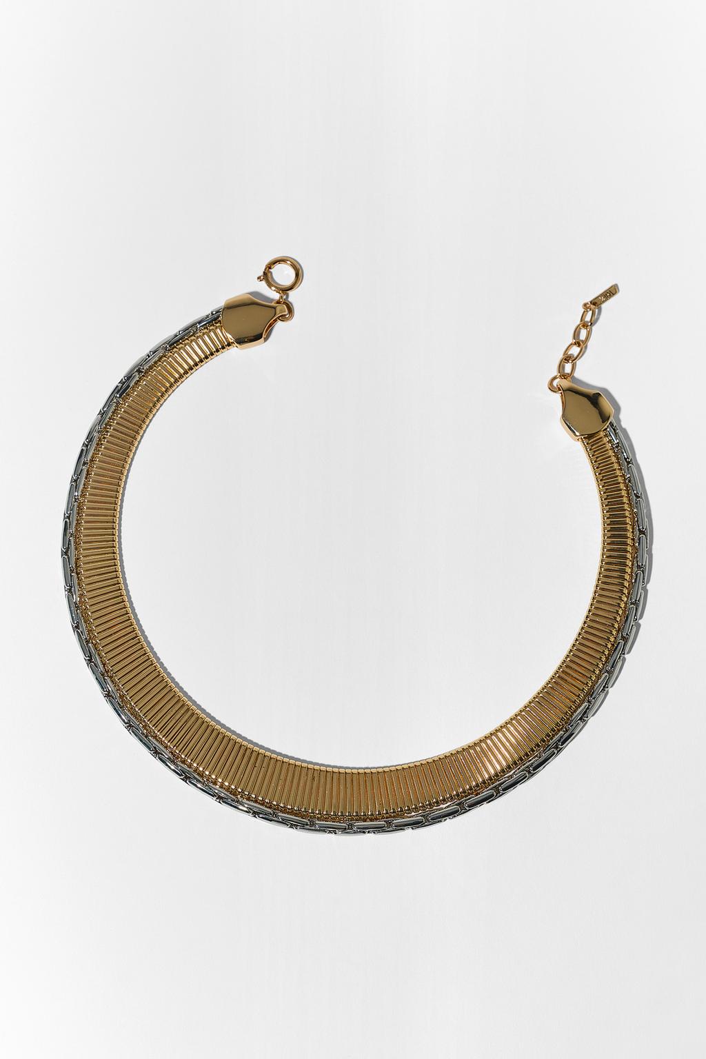 COMBINED LAYERED-EFFECT CHOKER NECKLACE