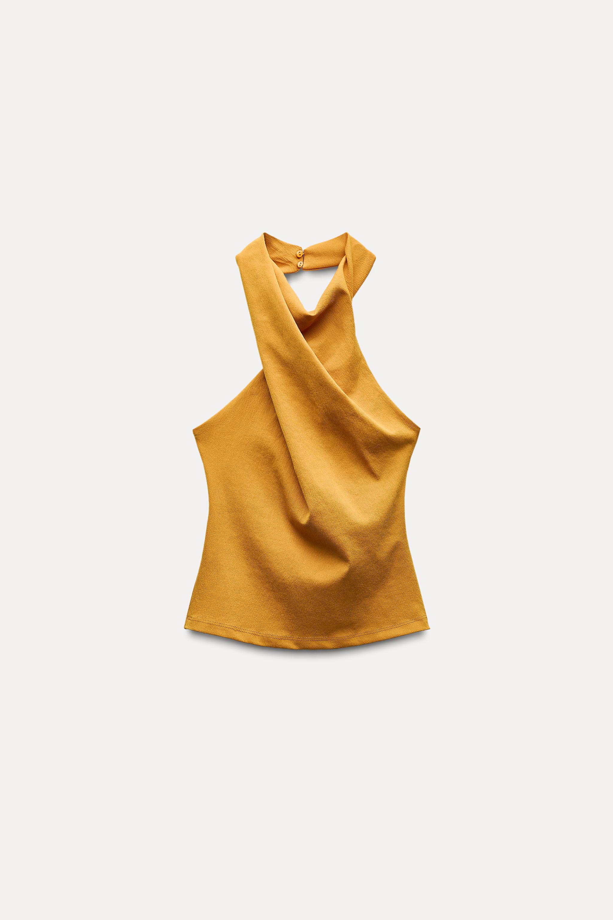 ストレッチドレープトップス - マスタード | ZARA Japan / 日本