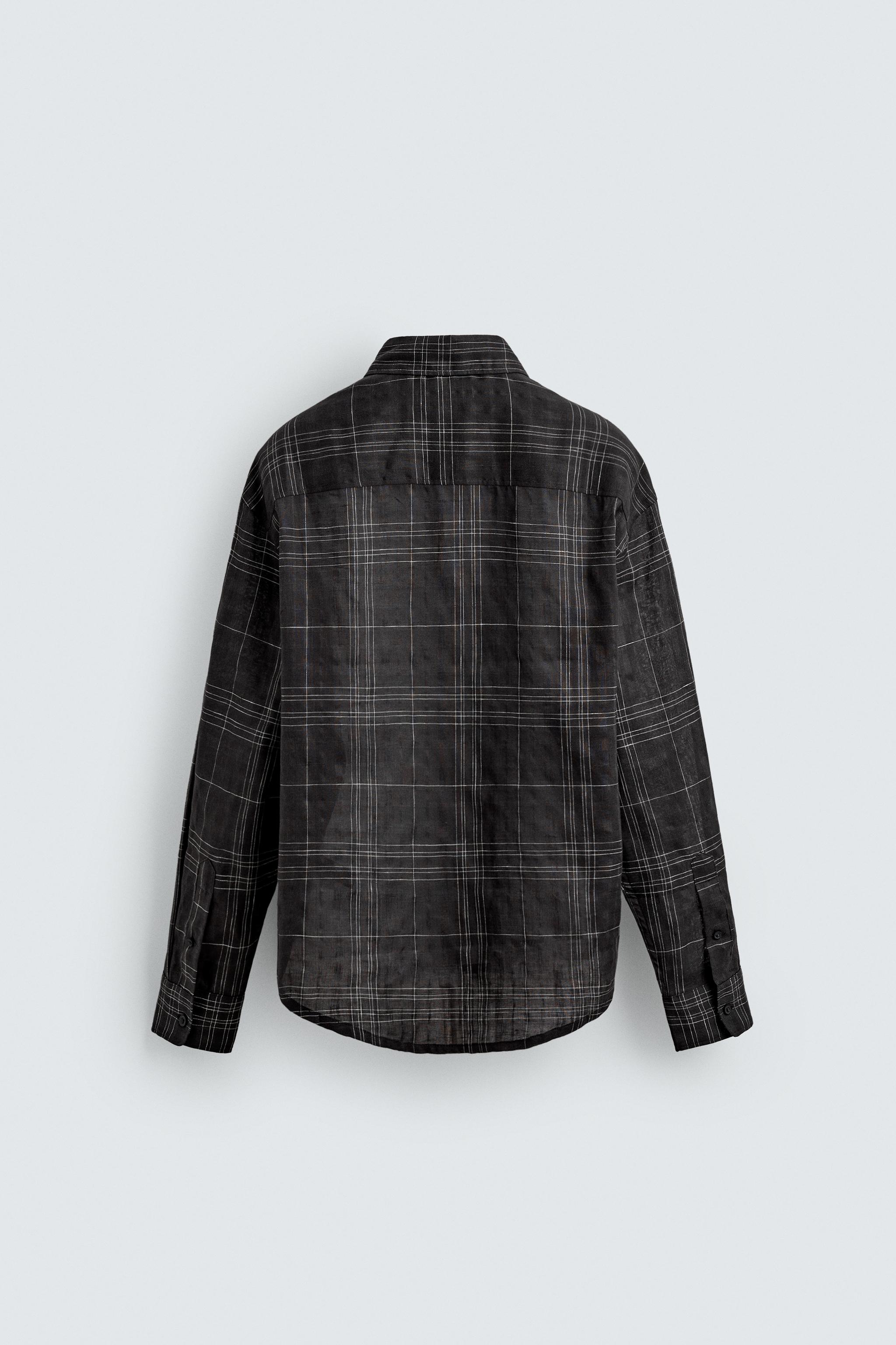 CHEMISE À CARREAUX LIN-COTON