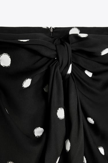 JUPE MIDI À POIS ZW COLLECTION - Noir / Écru de Zara - Image 3