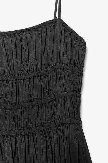 FLOWING MIDI DRESS WITH ELASTICATED DETAIL - Black by Zara - Image 6