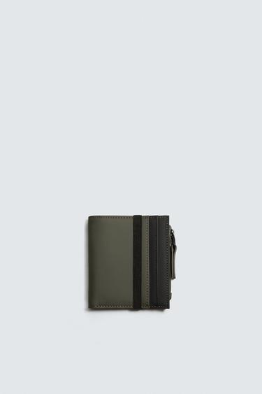 Zara RUBBERIZED COIN PURSE WALLET - Khaki Green