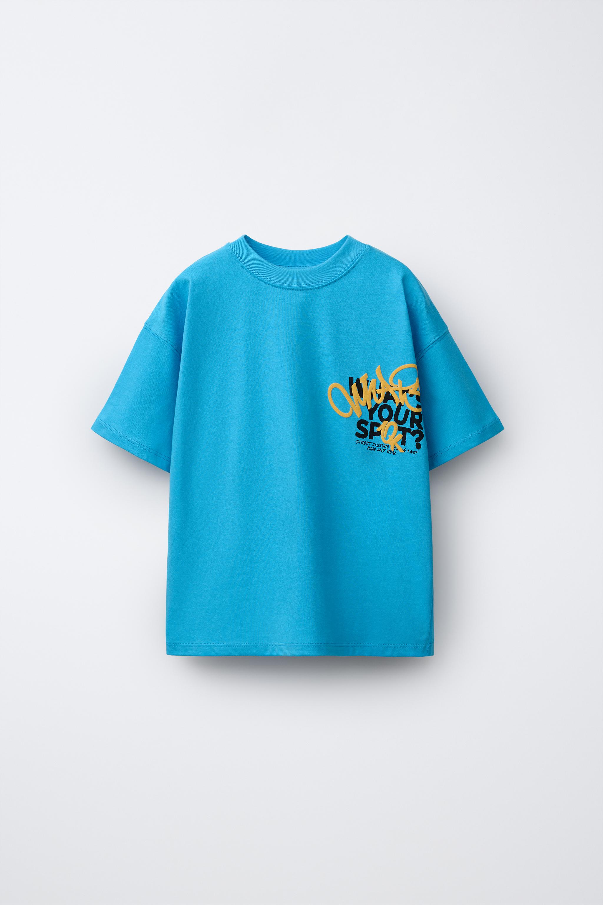 GRAFFITI PRINT T-SHIRT - Blue | ZARA United States