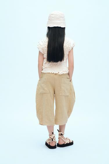 TEXTURED ELASTICATED T-SHIRT X FANGLU LIN - Ecru by Zara - Image 3