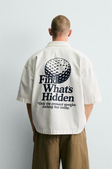 RELAXED FIT GOLF PRINT SHIRT - White by Zara