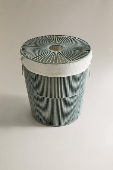 FABRIC-LINED LAUNDRY BASKET - Blue / Green by Zara - Image 1
