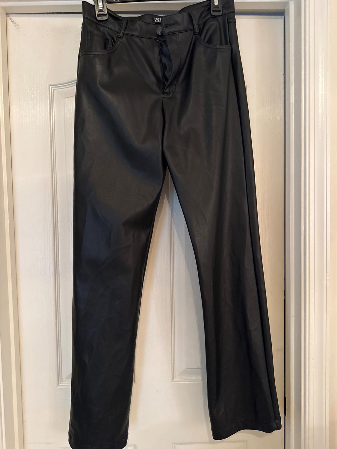 FAUX LEATHER STRAIGHT LEG PANTS