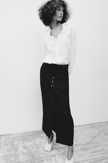 ZW COLLECTION LONG BUTTON-UP SKIRT - Black by Zara - Image 0