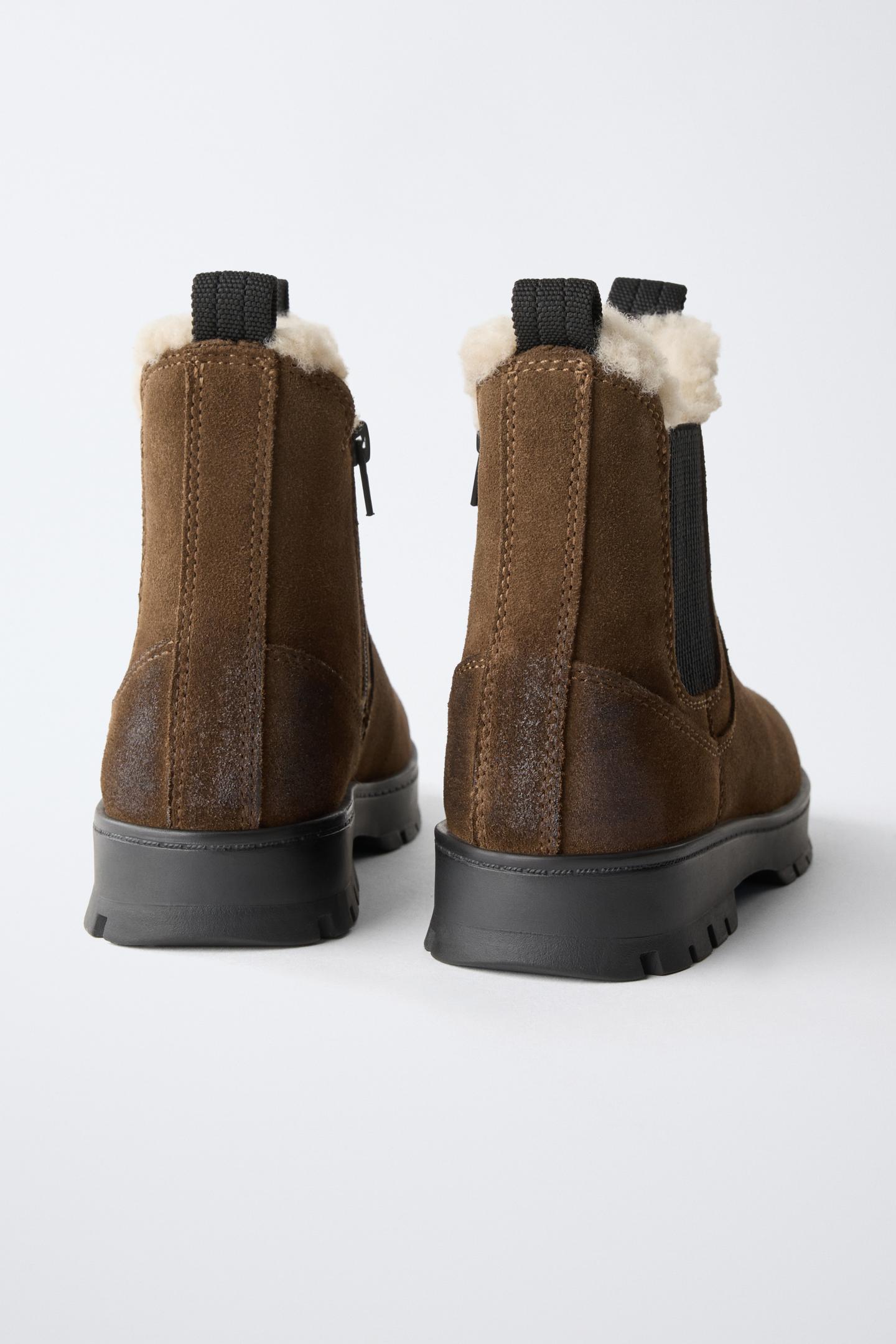 Детские ботинки Zara Leather Lined Chelsea, цвет: Коричневый — фото 5