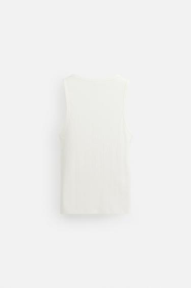 T-SHIRT TANK TEXTURÉ - Blanc de Zara - Image 6