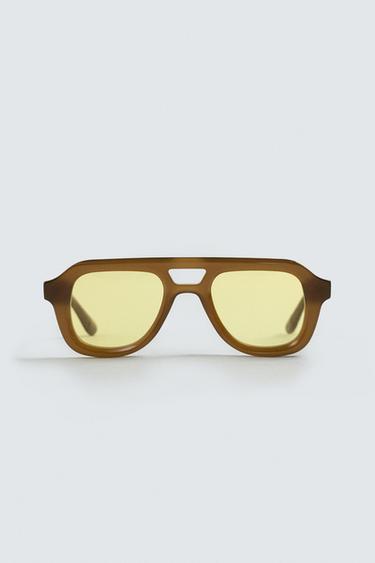 LENTES DE SOL RECTANGULARES - Vermello escuro de Zara