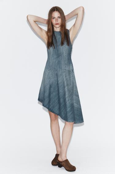 white christmas dresses ZARA. Short buttoned denim dress Ts – Hibuy market