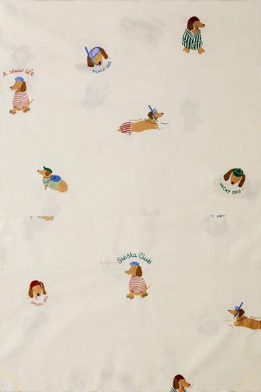 DOG PRINT CHILDREN'S REVERSIBLE FLAT SHEET - Multicoloured by Zara - Image 4