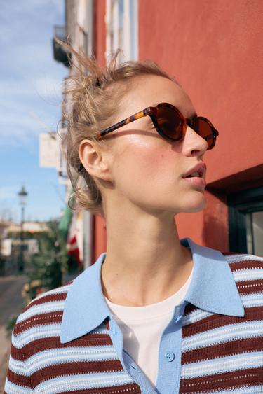 POLO EN MAILLE À RAYURES - Bleu / Blanc de Zara - Image 8