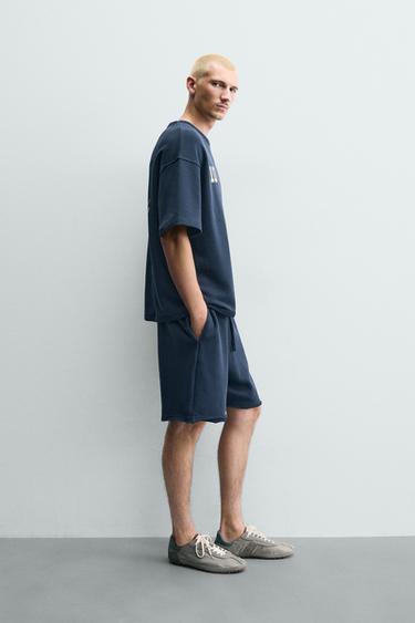 PRINTED GRAPHIC SWEAT SHORTS - Blue by Zara