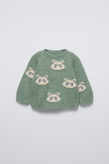 RACCOON KNIT SWEATER - Green marl by Zara
