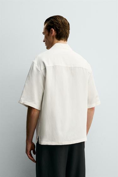 CHEMISE KIMONO VISCOSE - LIN - Blanc cassé de Zara - Image 2