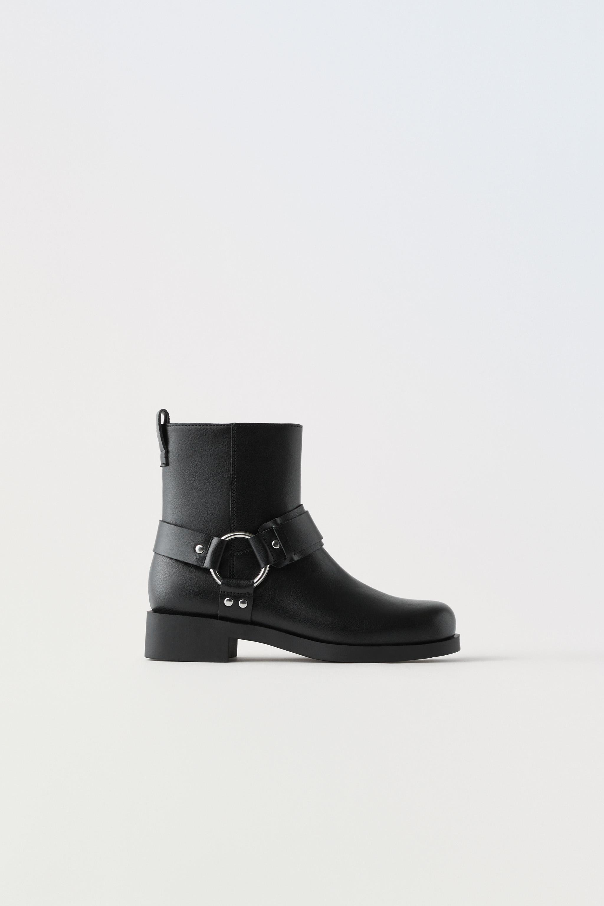 Bejewelled leather store ankle boots zara