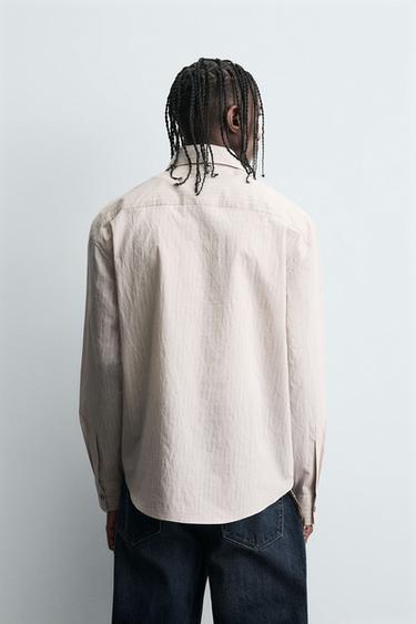 STRIPED SHIRT WITH CONTRAST TIE DETAIL - Sand by Zara