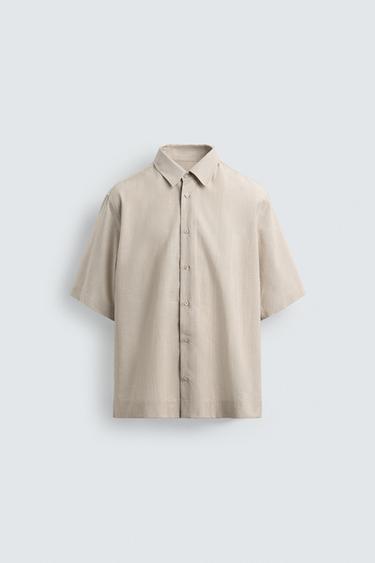 CAMISA ESTRUCTURA RAYAS - Beige de Zara