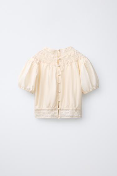 EMBROIDERED BLOUSE - Ecru by Zara - Image 1