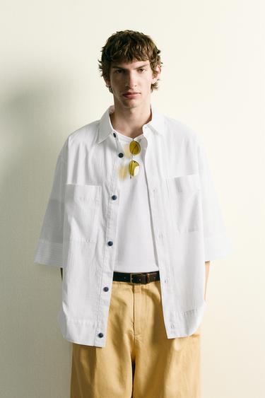 قميص مخطط بقصة BOXY FIT - أبيض by Zara