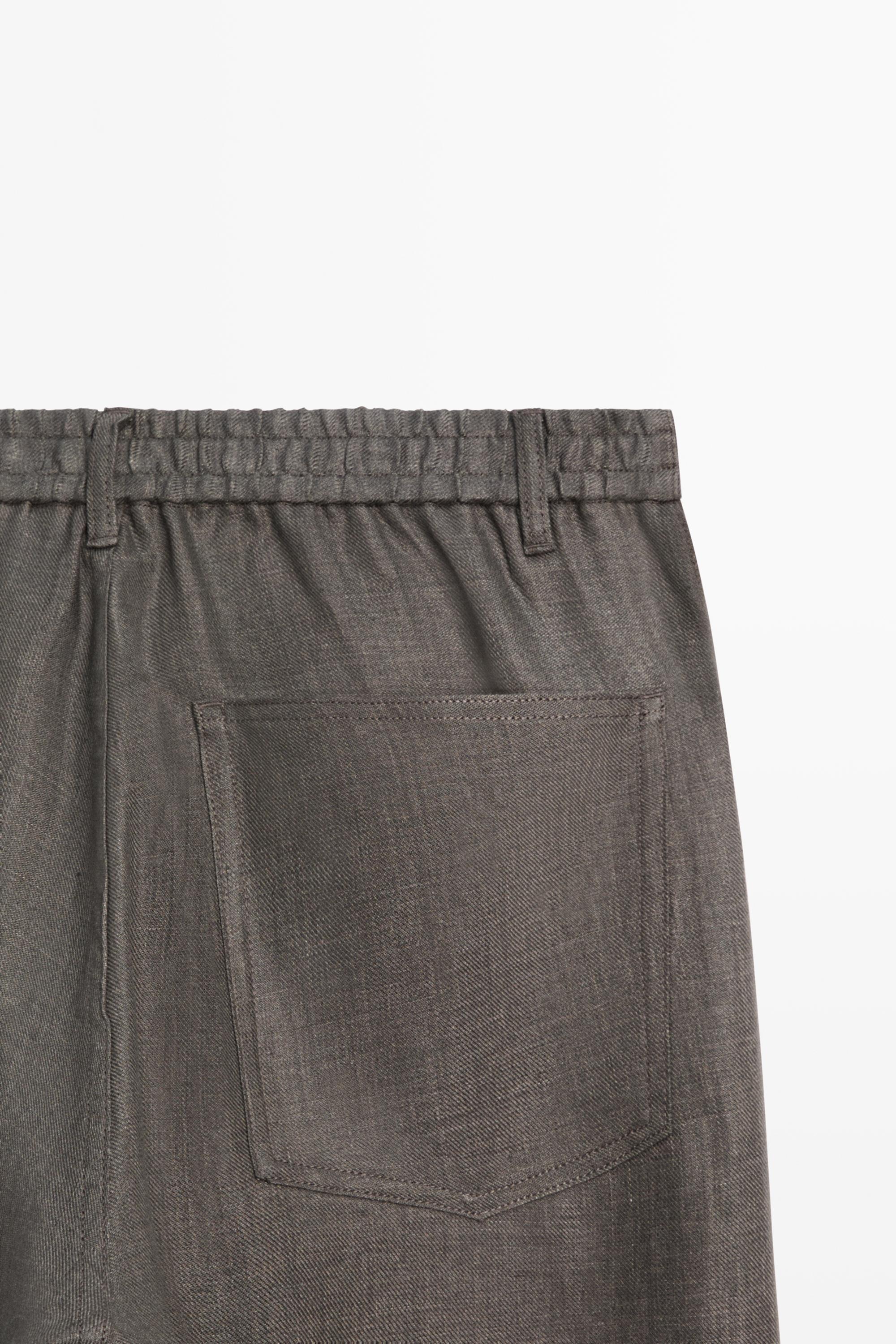 Pantalon jambe large lin