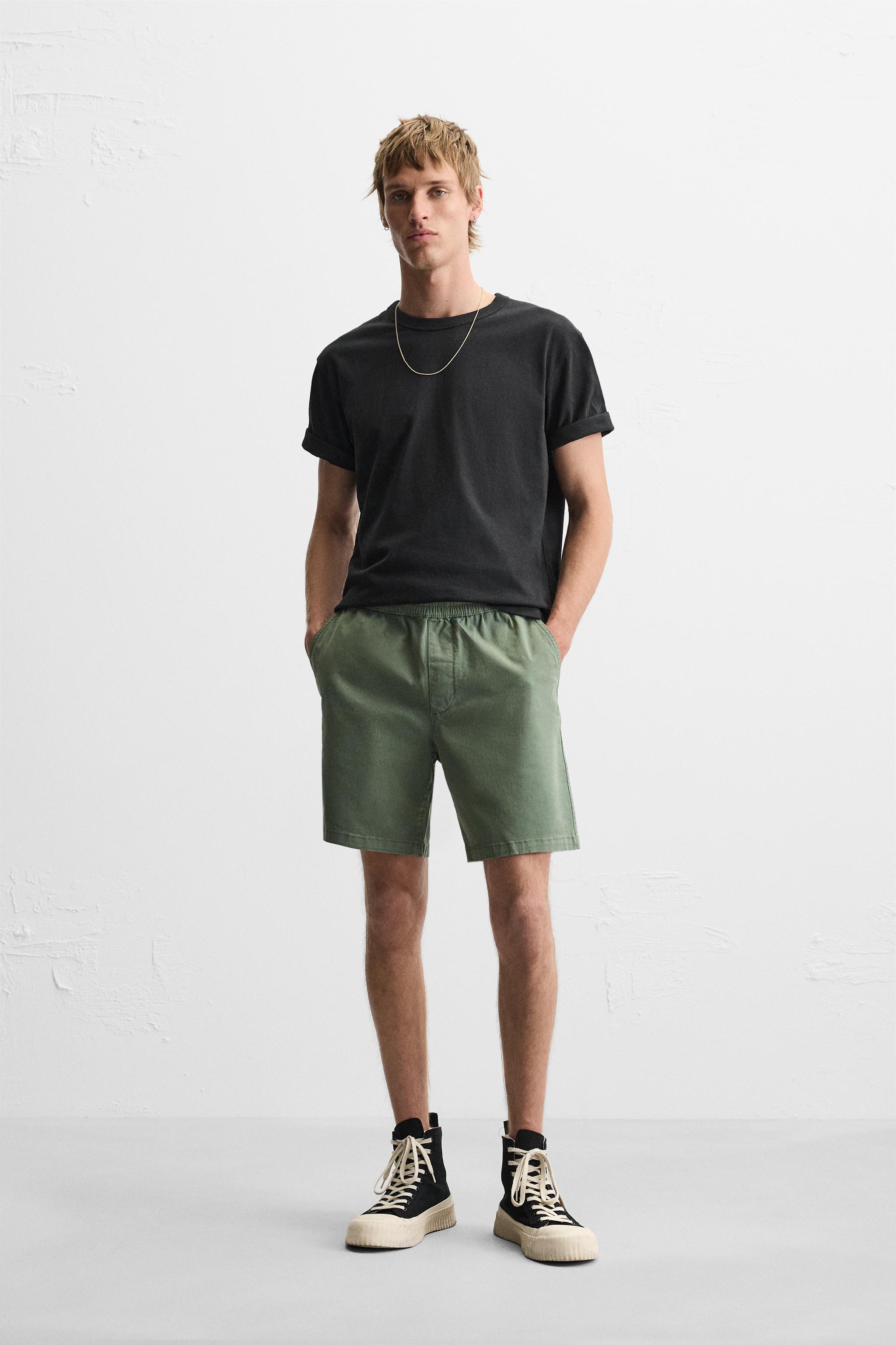 RELAXED FIT BERMUDA SHORTS Green ZARA India - Main Image