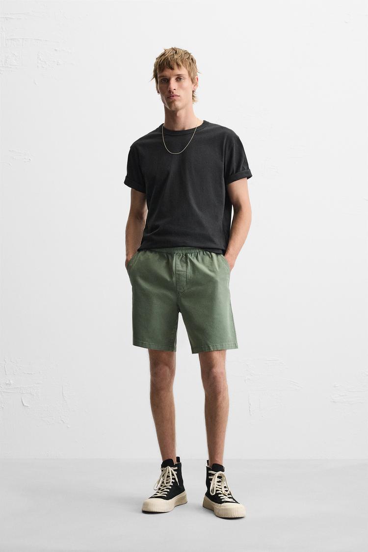 RELAXED FIT SHORTS Green ZARA United States