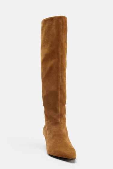 SUEDE HEELED BOOTS - Brown by Zara - Image 4