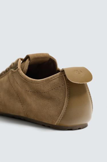 LEATHER TRAINERS - Brown by Zara - Image 5