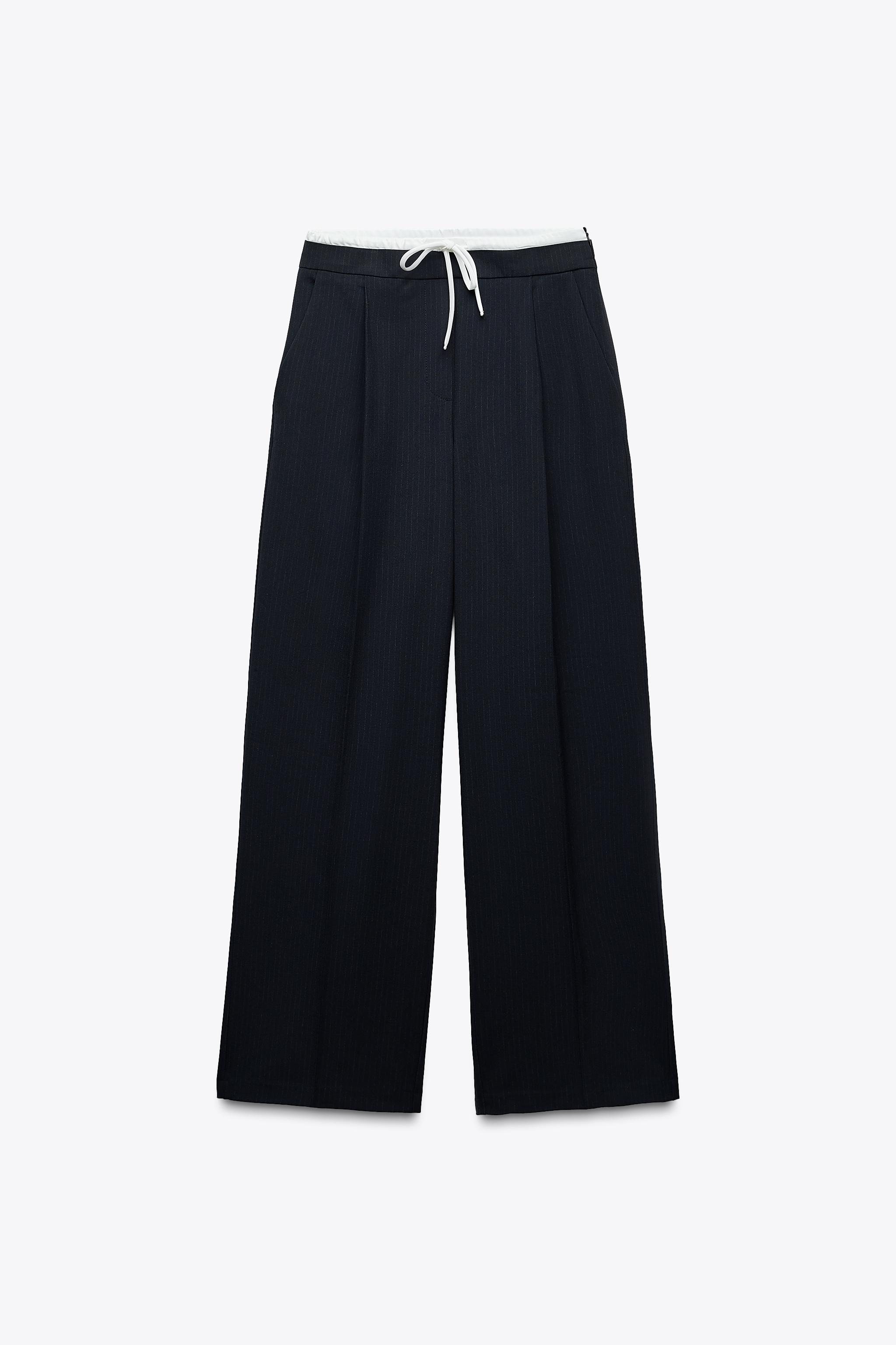 WIDE-LEGパンツ ダブルウエストバンド - ブラック | ZARA Japan