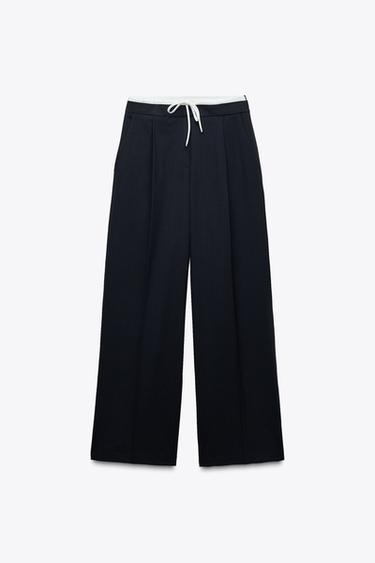 WEITE HOSE MIT DOPPELTEM BUND - Marineblau von Zara - Bild 0