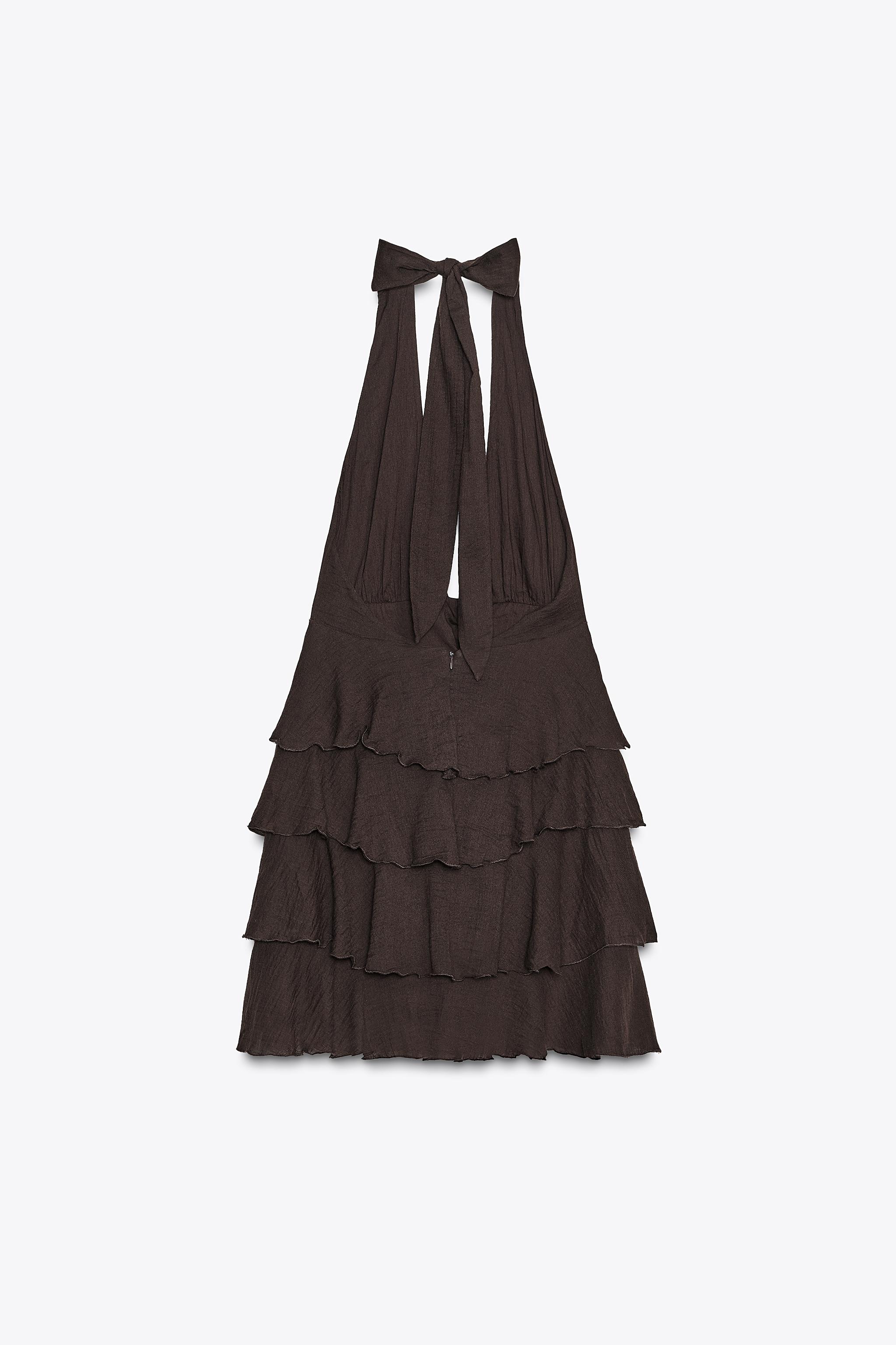 ROBE COURTE EN GAZE À VOLANTS