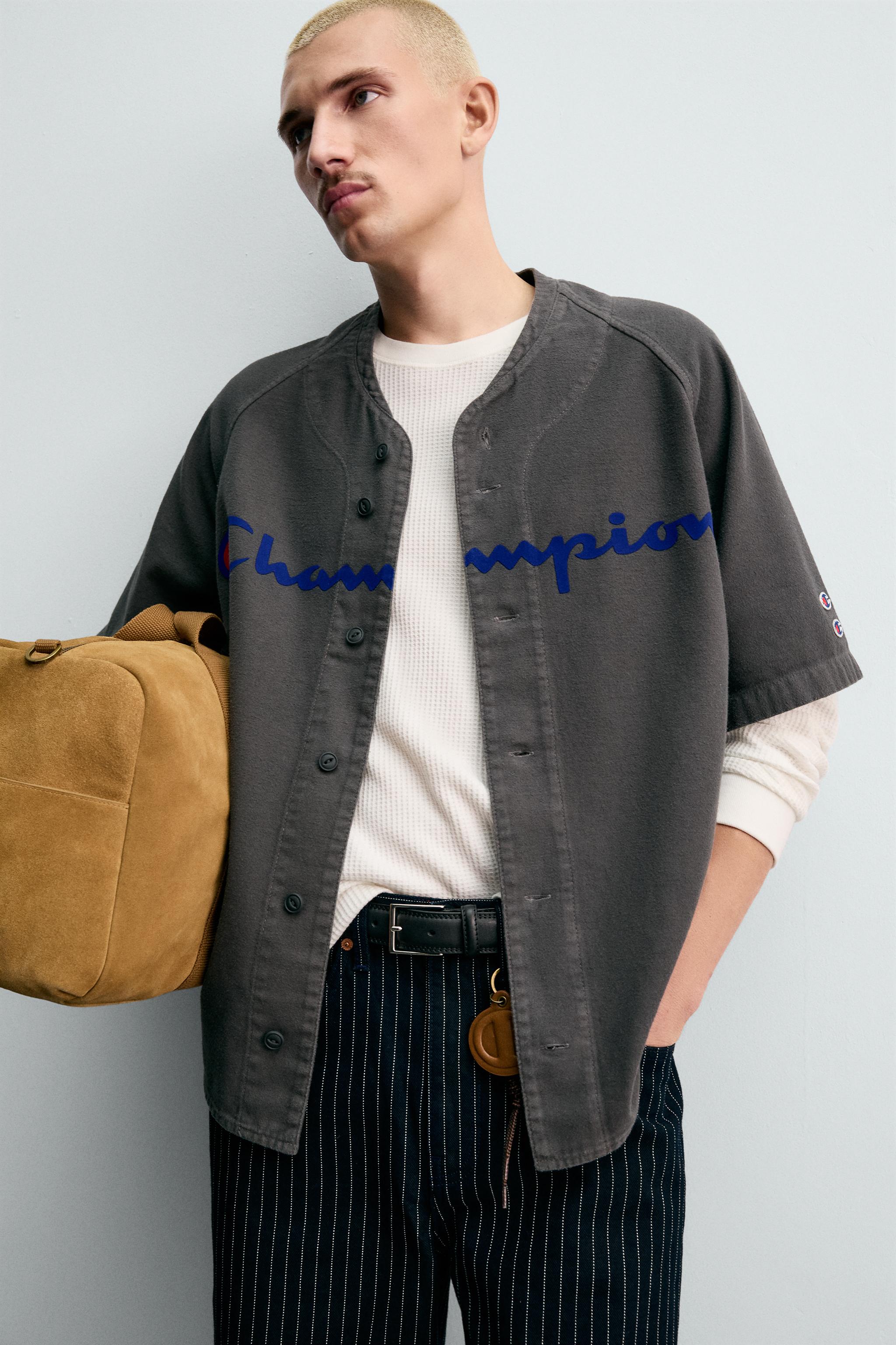 CHAMPION ® X ZARA ベースボールプリントシャツ - グレー | ZARA Japan