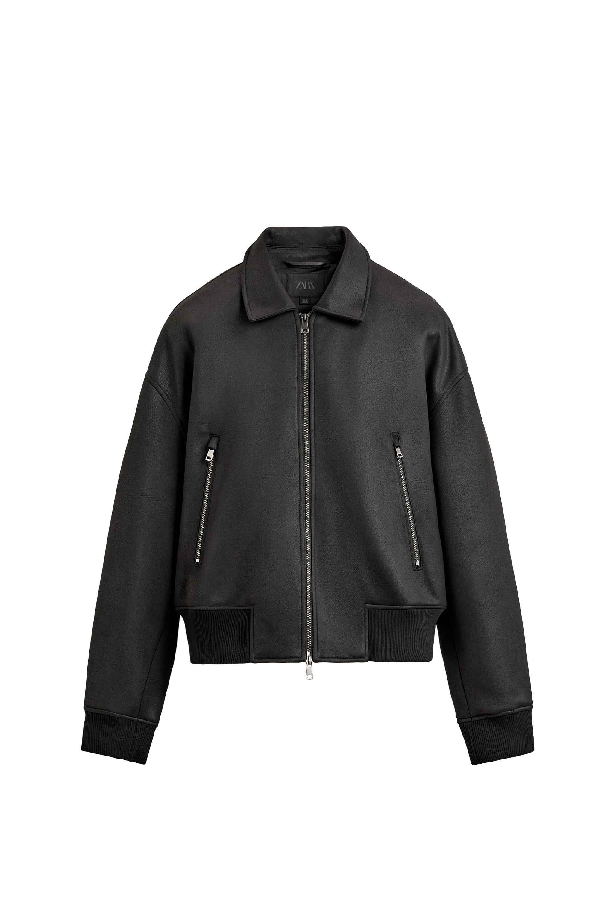 フェイクレザーボンバージャケット - ブラック | ZARA Japan / 日本