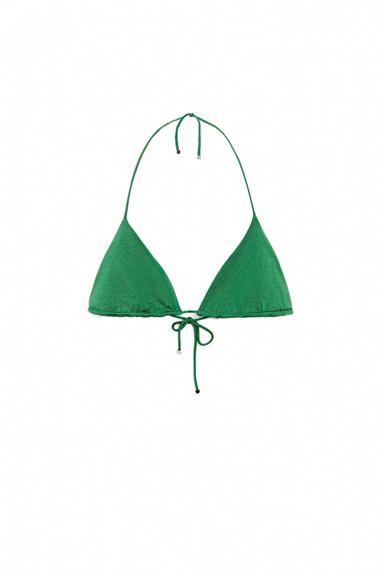Shiny triangle bikini top — Green