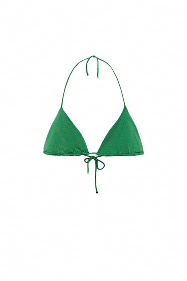 Shiny triangle bikini top — Green 1