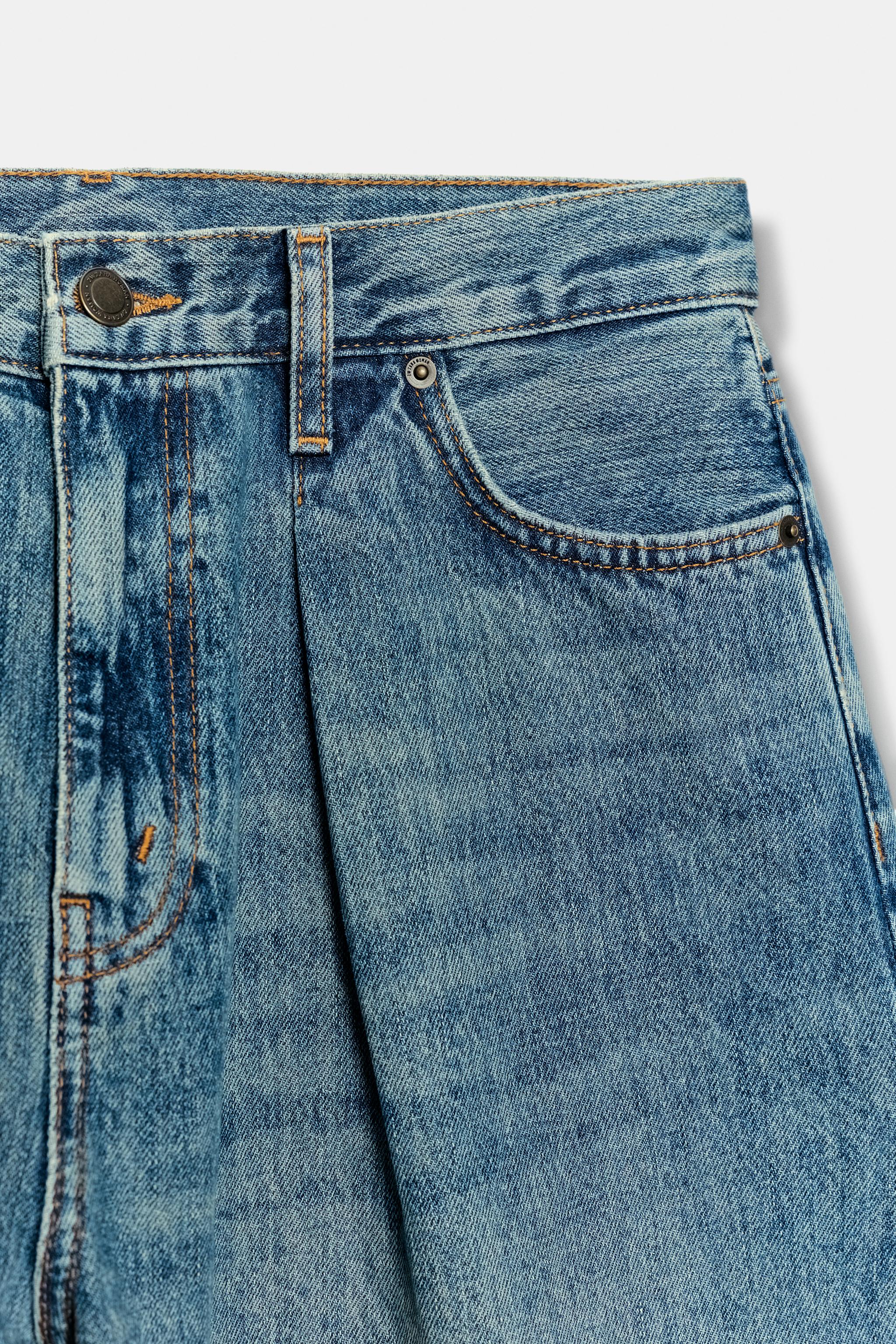 Zara ZW COLLECTION ORTA BEL DENIM BERMUDA görsel 7