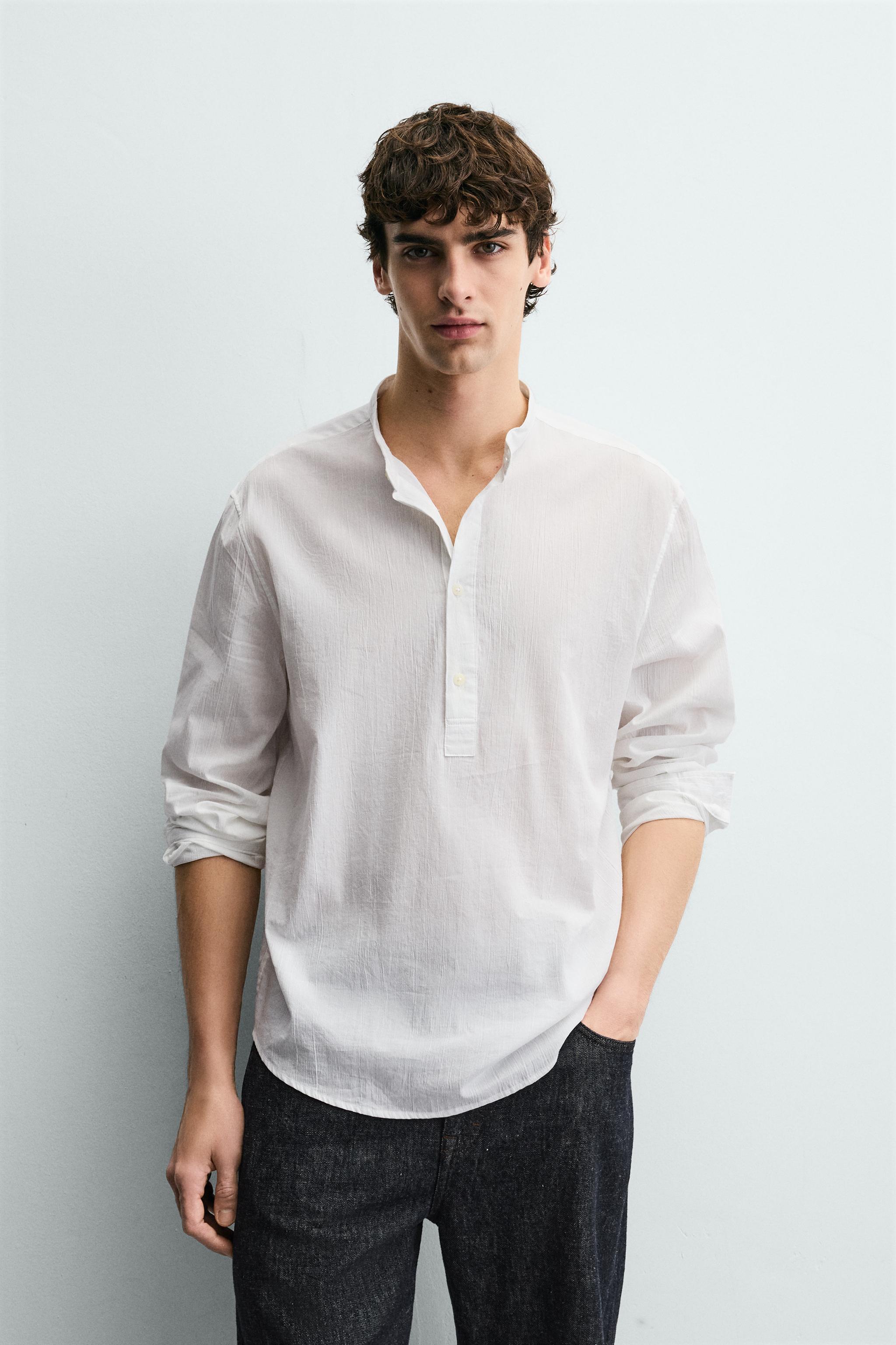 WRINKLED EFFECT POLO SHIRT — White (alternate view)