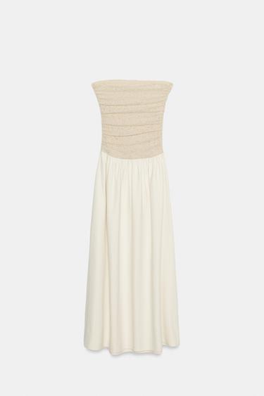 COMBINED STRAIGHT NECK DRESS - Mid-ecru by Zara - Image 5
