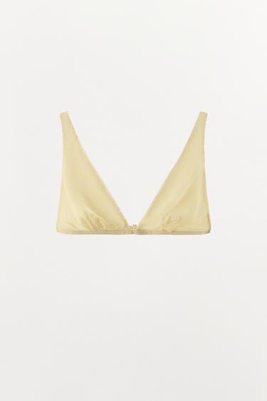 SILK BLEND TRIANGLE BRA - Yellow by Zara