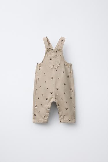 FLORAL TWILL DUNGAREES - Beige by Zara - Image 0