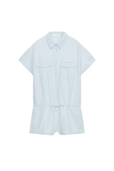 FLUID SHORT JUMPSUIT WITH POCKETS - Light blue by Zara