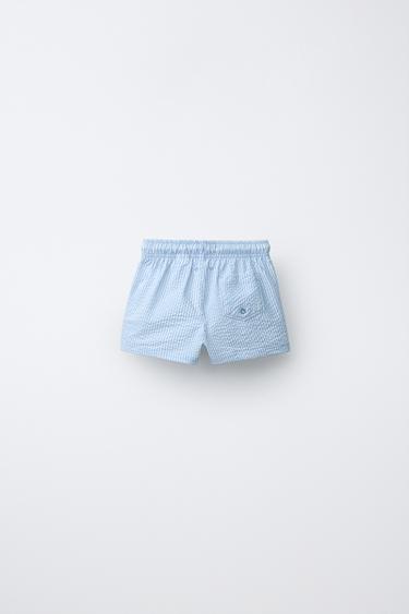 SHORT DE BAIN SEERSUCKER À RAYURES 1-6 ANS - Bleu clair de Zara - Image 1