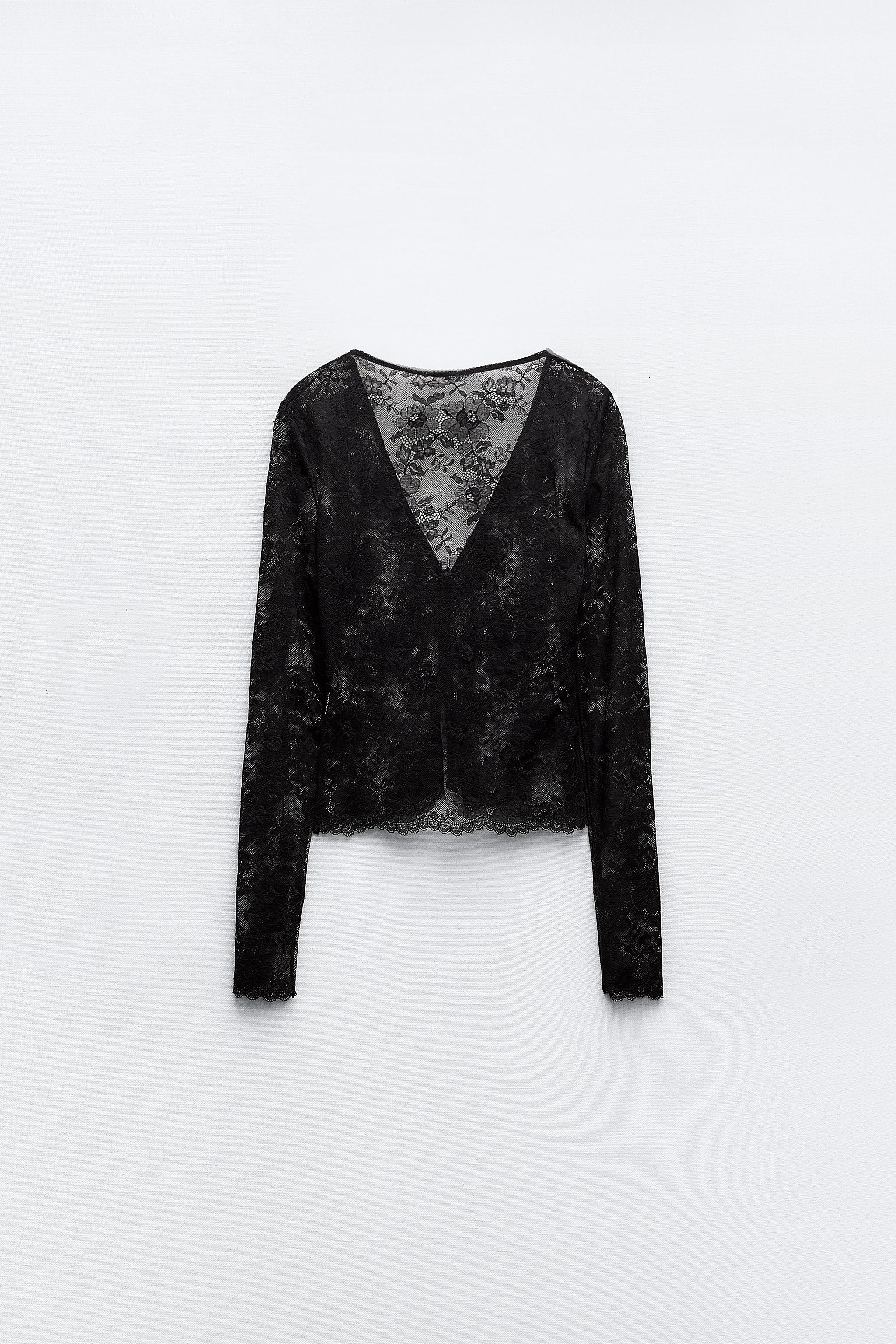 Zara, Tops, Nwt Zara Blogger Favorite Black Lace Crop Top