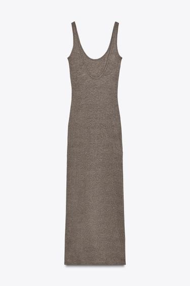 LONG STRAPPY DRESS - Brown marl by Zara - Image 7