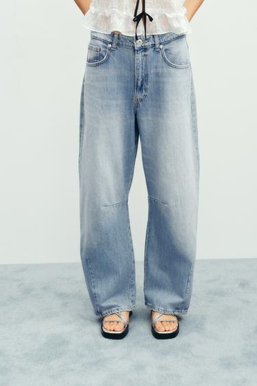 TRF BAGGY BALLOON MID-WAIST JEANS - Faded blue by Zara