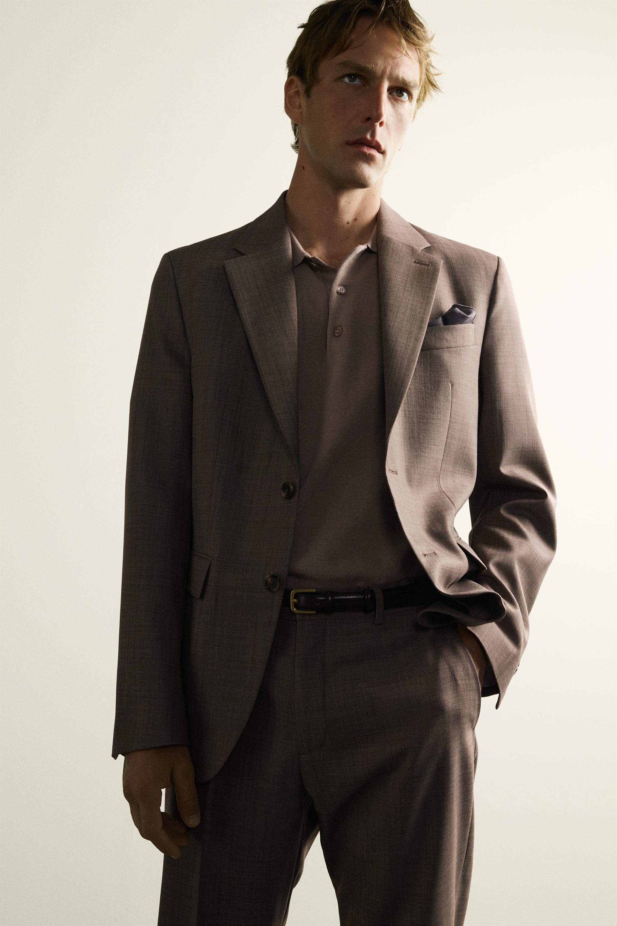 TEXTURED WOOL SUIT PANTS
